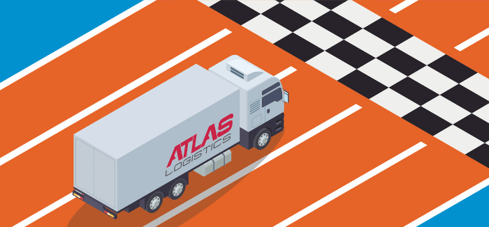 Cartoon Atlas Logistics truck driving