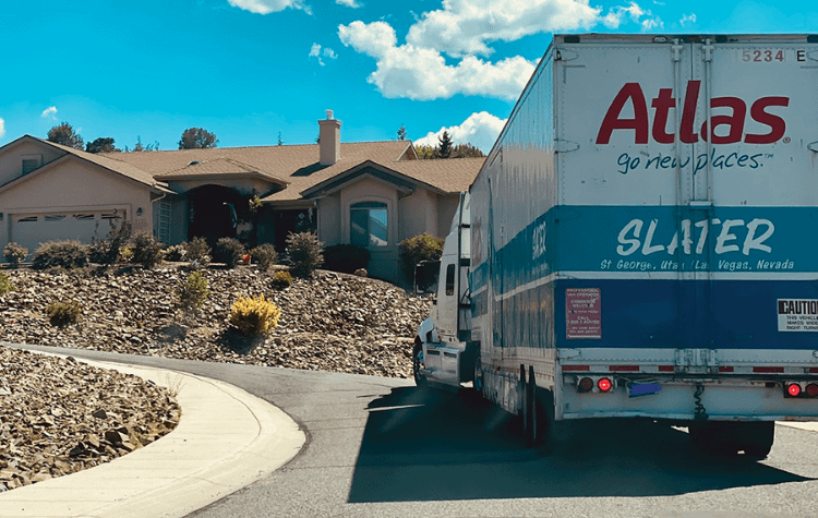 Atlas truck driving up a hill